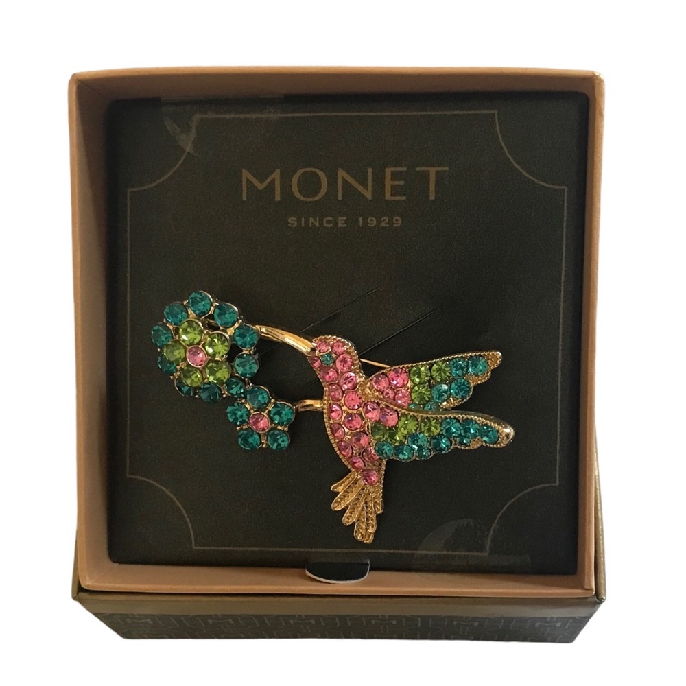 NWT Colorful Rhinestones Monet Brooch - Picture 7 of 7
